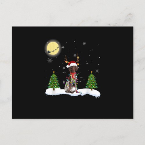 German Shorthaired Pointer Christmas Lights Santa  Postcard