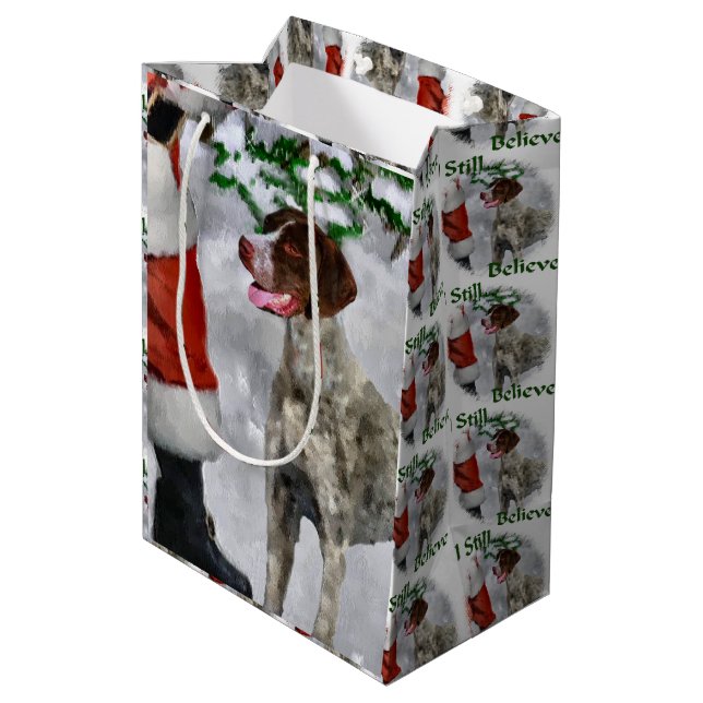 German Shorthaired Pointer Christmas Medium Gift Bag (Back Angled)