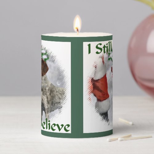 German Shorthaired Pointer Christmas Pillar Candle