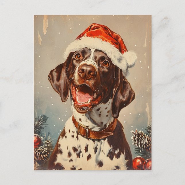 German Shorthaired Pointer Christmas Postcard (Front)