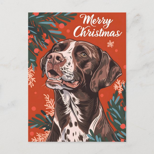 German shorthaired Pointer Christmas  Postcard (Front)