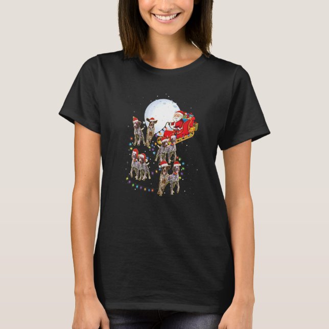 German Shorthaired Pointer Christmas Santa Sleigh  T-Shirt (Front)