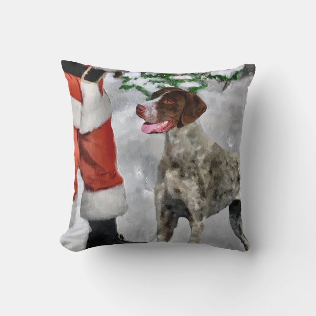 German Shorthaired Pointer Christmas Throw Pillow (Front)