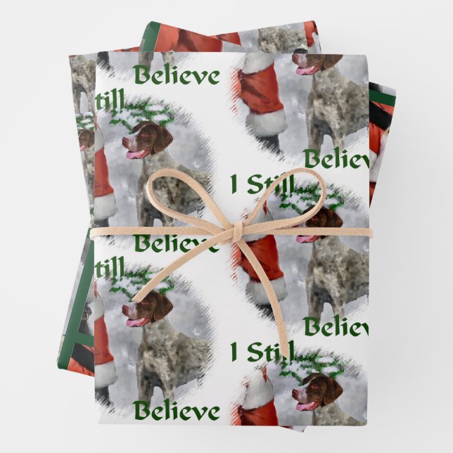 German Shorthaired Pointer Christmas Wrapping Paper Sheets (In situ)