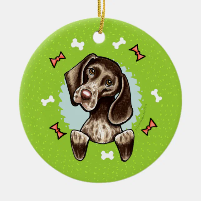 German Shorthaired Pointer Christmas Wreath Ceramic Ornament Zazzle 1235