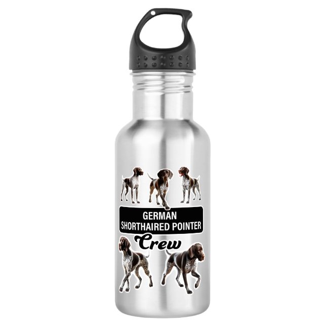 German Shorthaired Pointer Crew  Stainless Steel Water Bottle (Front)