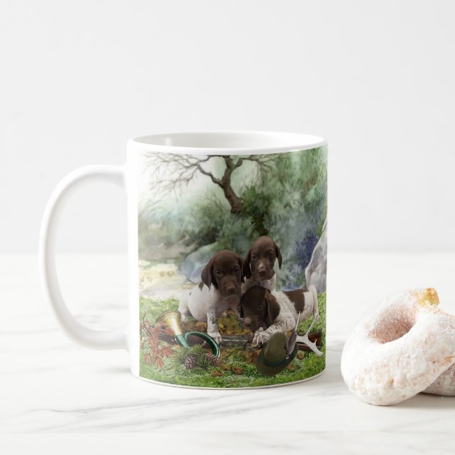 German Shorthaired Pointer cute  puppies     Coffee Mug (With Donut)