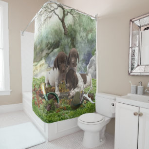 German Shorthaired Pointer cute  puppies      Shower Curtain