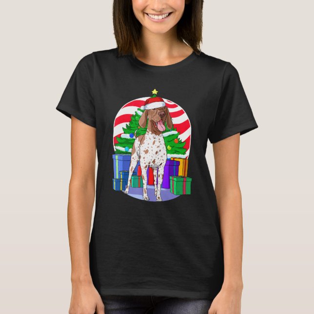 German Shorthaired Pointer Cute Santa Christmas Tr T-Shirt (Front)