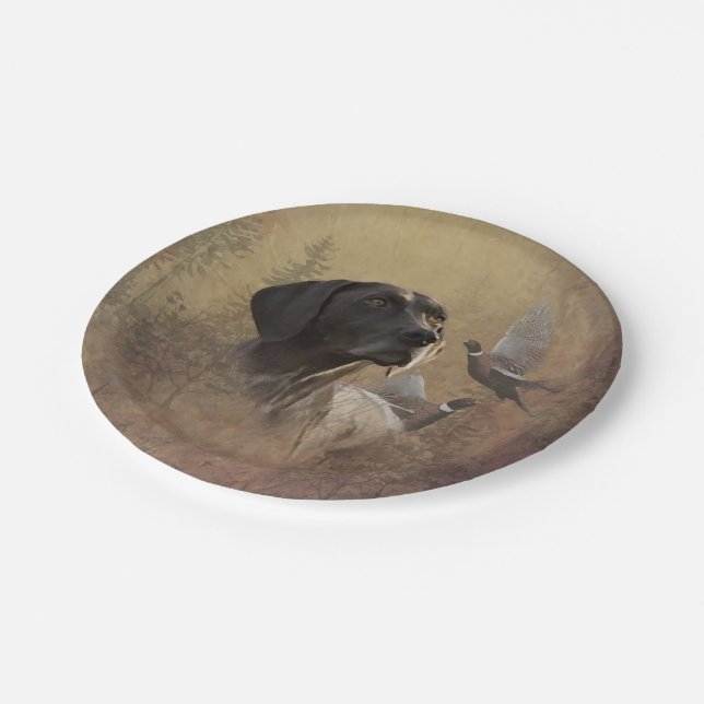 German Shorthaired Pointer ,Deutsch Kurzhaar Tapes Paper Plates (Angled)