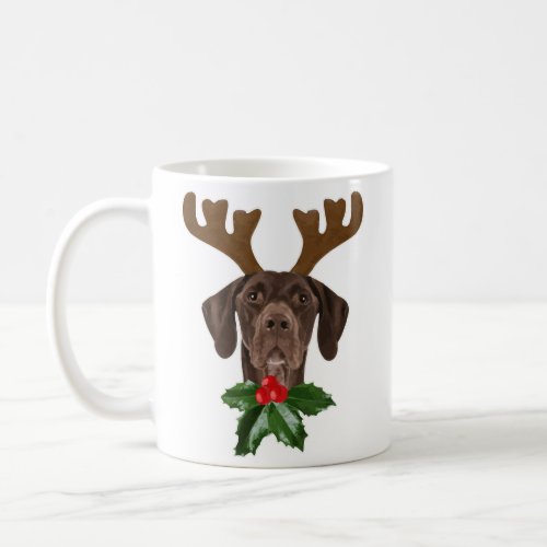 German Shorthaired Pointer Dog Antlers Christmas Coffee Mug