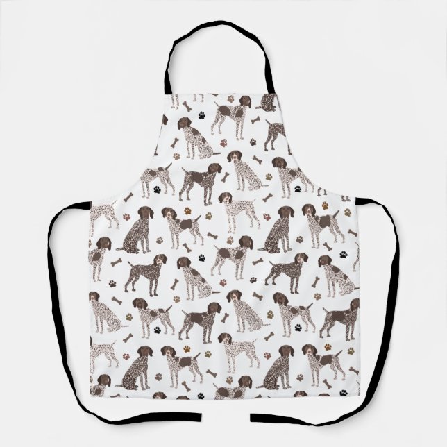 German Shorthaired Pointer Dog Bone and Paw Print  Apron (Front)