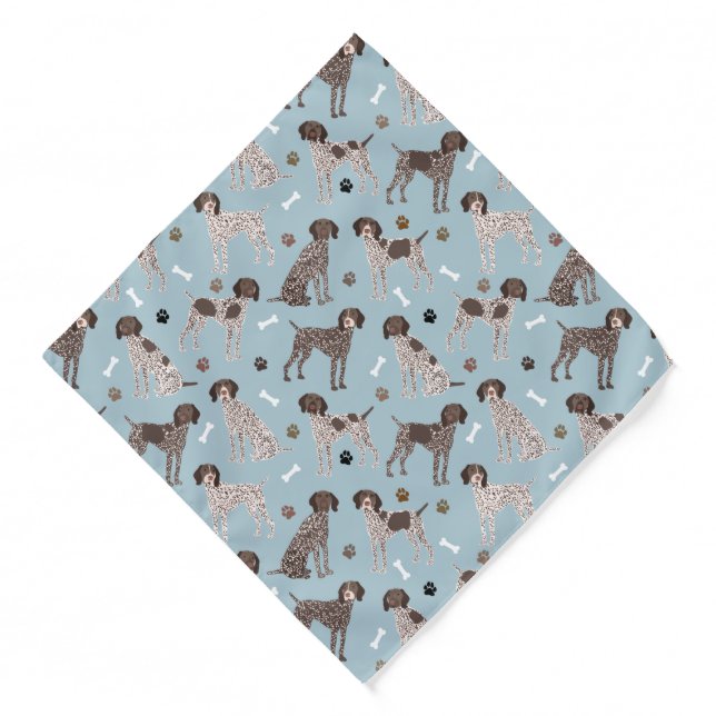 German Shorthaired Pointer Dog Bone and Paw Print  Bandana (Front)