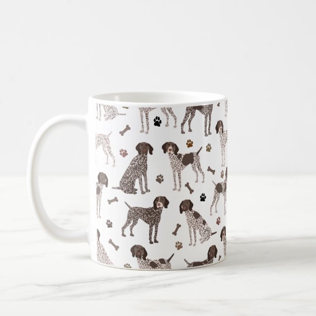 German Shorthaired Pointer Dog Bone and Paw Print  Coffee Mug (Left)