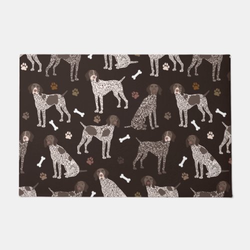 German Shorthaired Pointer Dog Bone and Paw Print Doormat