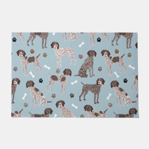 German Shorthaired Pointer Dog Bone and Paw Print  Doormat