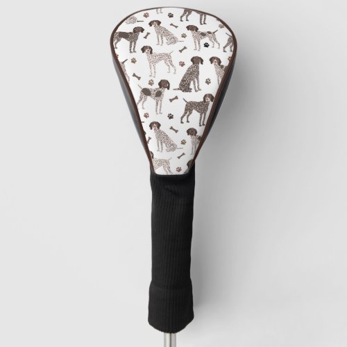 German Shorthaired Pointer Dog Bone and Paw Print Golf Head Cover