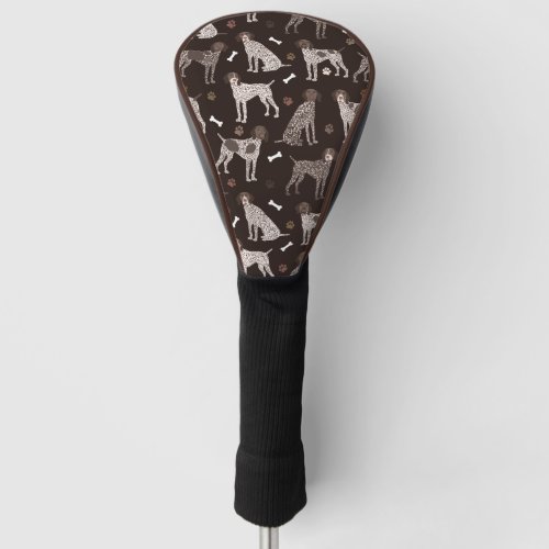 German Shorthaired Pointer Dog Bone and Paw Print Golf Head Cover