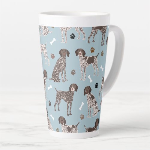 German Shorthaired Pointer Dog Bone and Paw Print  Latte Mug