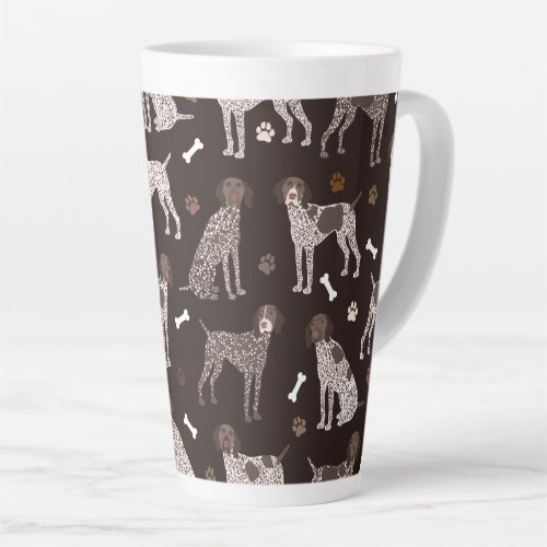 German Shorthaired Pointer Dog Bone and Paw Print Latte Mug