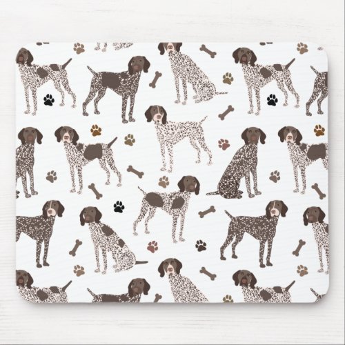 German Shorthaired Pointer Dog Bone and Paw Print  Mouse Pad