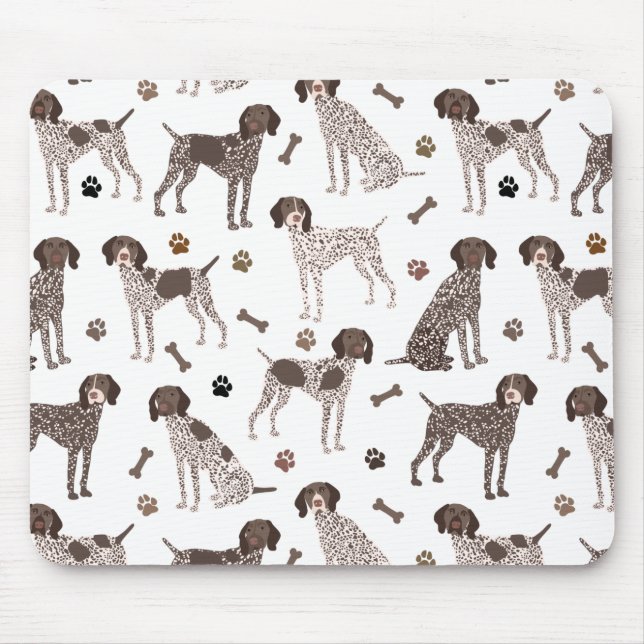 German Shorthaired Pointer Dog Bone and Paw Print  Mouse Pad (Front)
