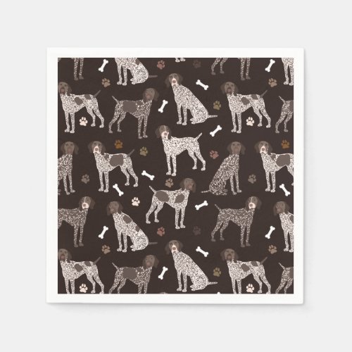 German Shorthaired Pointer Dog Bone and Paw Print Napkins