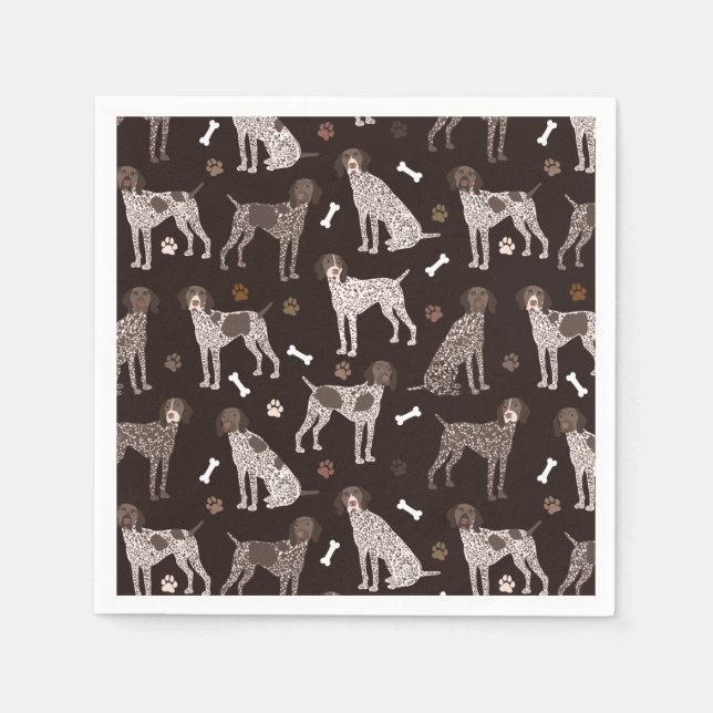 German Shorthaired Pointer Dog Bone and Paw Print Napkins (Front)