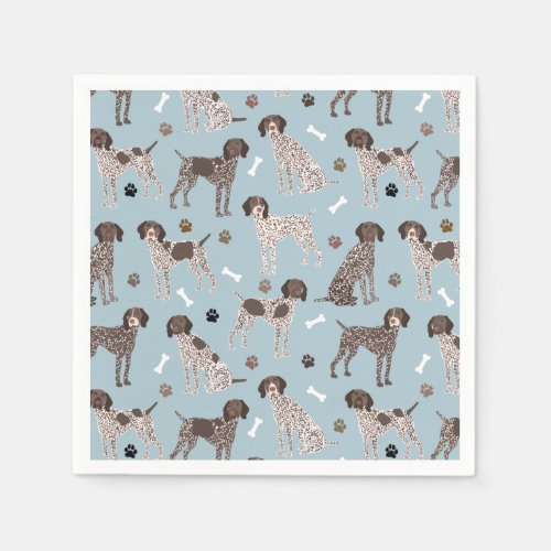 German Shorthaired Pointer Dog Bone and Paw Print  Napkins