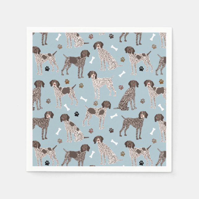 German Shorthaired Pointer Dog Bone and Paw Print  Napkins (Front)