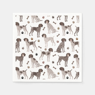 German Shorthaired Pointer Dog Bone and Paw Print Napkins