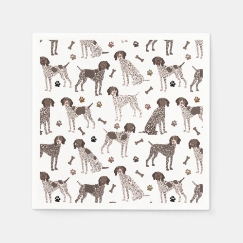 German Shorthaired Pointer Dog Bone and Paw Print  Napkins