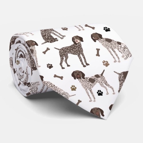 German Shorthaired Pointer Dog Bone and Paw Print  Neck Tie