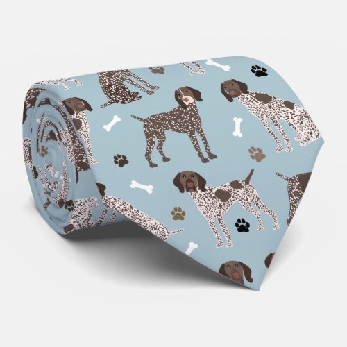 German Shorthaired Pointer Dog Bone and Paw Print  Neck Tie