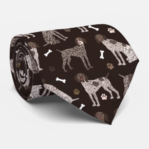 German Shorthaired Pointer Dog Bone and Paw Print Neck Tie