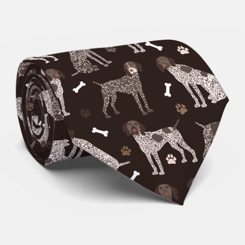 German Shorthaired Pointer Dog Bone and Paw Print Neck Tie