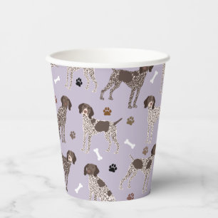 German Shorthaired Pointer Dog Bone and Paw Print Paper Cups