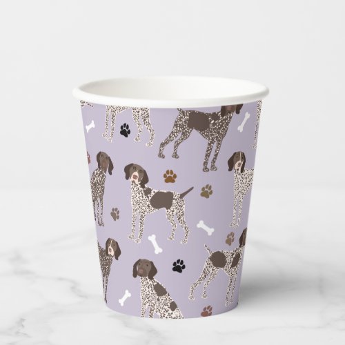 German Shorthaired Pointer Dog Bone and Paw Print  Paper Cups