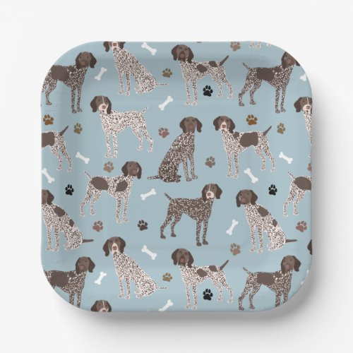 German Shorthaired Pointer Dog Bone and Paw Print  Paper Plates