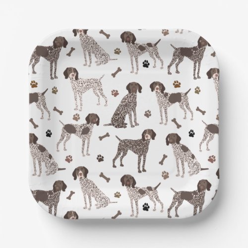 German Shorthaired Pointer Dog Bone and Paw Print  Paper Plates