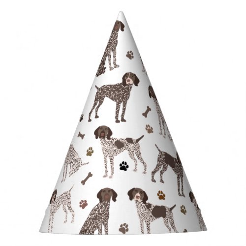 German Shorthaired Pointer Dog Bone and Paw Print  Party Hat