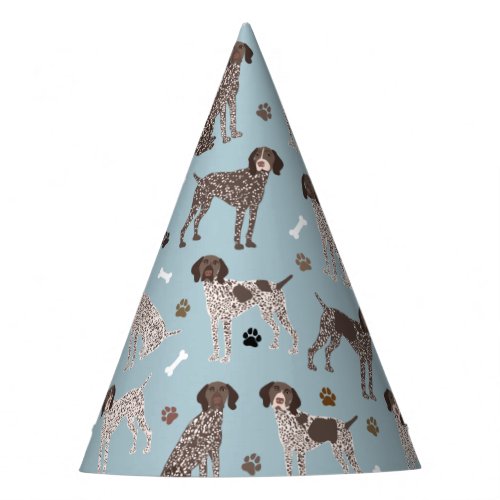 German Shorthaired Pointer Dog Bone and Paw Print  Party Hat