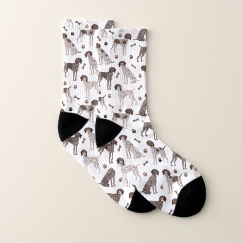 German Shorthaired Pointer Dog Bone and Paw Print  Socks