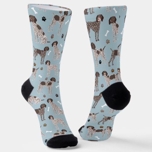 German Shorthaired Pointer Dog Bone and Paw Print Socks