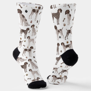 German Shorthaired Pointer Dog Bone and Paw Print Socks
