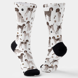 German Shorthaired Pointer Dog Bone and Paw Print Socks