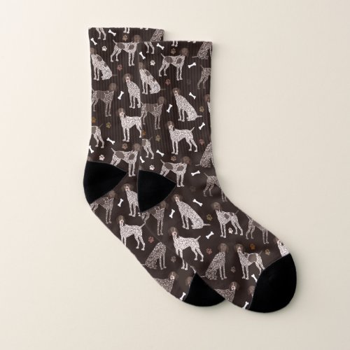 German Shorthaired Pointer Dog Bone and Paw Print Socks