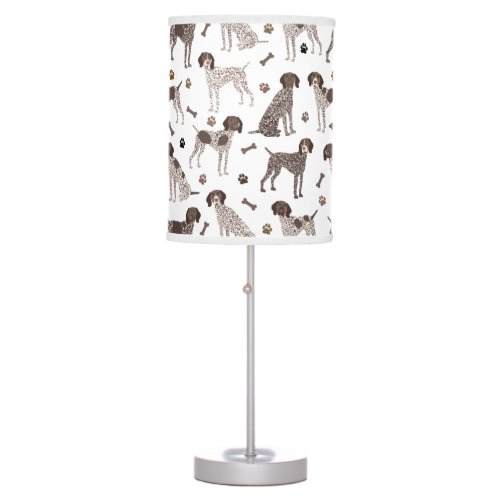 German Shorthaired Pointer Dog Bone and Paw Print  Table Lamp