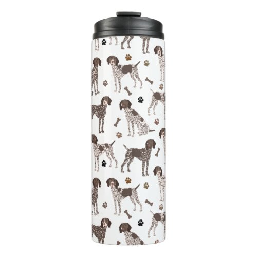 German Shorthaired Pointer Dog Bone and Paw Print  Thermal Tumbler