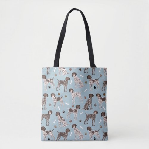 German Shorthaired Pointer Dog Bone and Paw Print  Tote Bag